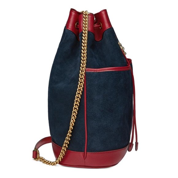 Gucci Bucket Rajah Medium Suede Hobo Bag in Blue NEW WITH DUST BAG - Picture 8 of 13